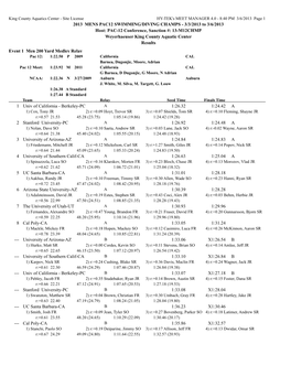 2013 MENS PAC12 SWIMMING/DIVING CHAMPS - 3/3/2013 to 3/6/2013 Host: PAC-12 Conference, Sanction #: 13-M12CHMP Weyerhaeuser King County Aquatic Center Results