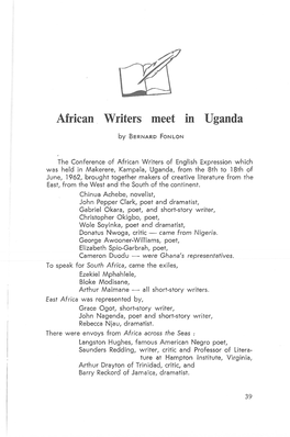 African Writers Meet in Uganda