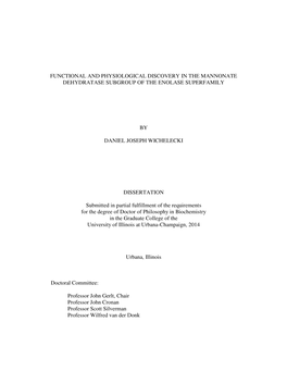 Functional and Physiological Discovery in the Mannonate Dehydratase Subgroup of the Enolase Superfamily