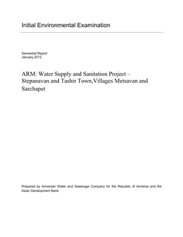 IEE: Armenia: Water Supply and Sanitation Sector Project