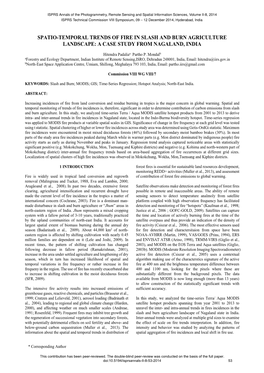 Spatio-Temporal Trends of Fire in Slash and Burn Agriculture Landscape: a Case Study from Nagaland, India