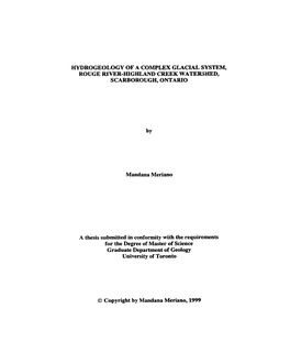 Hydrogeology of a Complex Glacial System, Rouge River-Highland Creek Watershed, Scarborough, Ontario