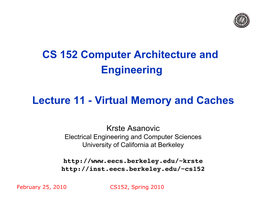 Virtual Memory and Caches
