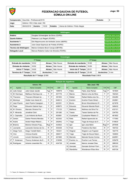 Federacao Gaucha De Futebol Súmula On-Line