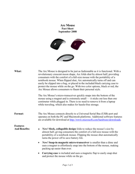 Arc Mouse Fact Sheet September 2008