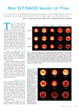 New Vlt/Naco Images Have Been Obtained of the Atmosphere and Surface of Titan, the Largest Moon in the Saturnian System