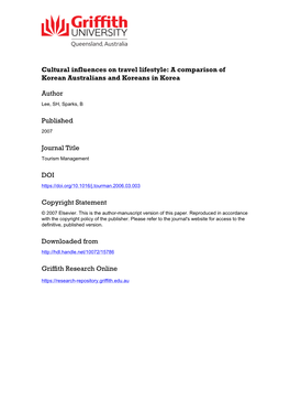 Travel Lifestyle Segmentation for Korean Australians and Koreans in Korea