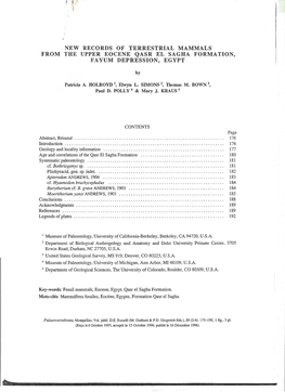 New Records of Terrestrial Mammals from the Upper Eocene Qasr El Sagha Formation, Fayum Depression, Egypt