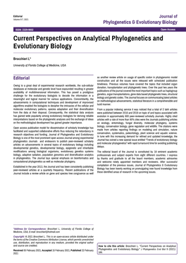 Current Perspectives on Analytical Phylogenetics and Evolutionary Biology