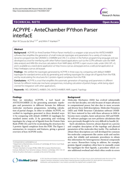 ACPYPE - Antechamber Python Parser Interface Alan W Sousa Da Silva1,2,3* and Wim F Vranken2,4