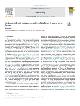 Environmental Food Taxes and Inequalities: Simulation of a Meat Tax in T Sweden