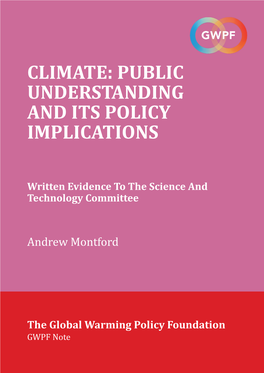 Climate: Public Understanding and Its Policy Implications