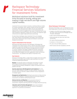 Rackspace Technology Financial Services Solutions for Investment