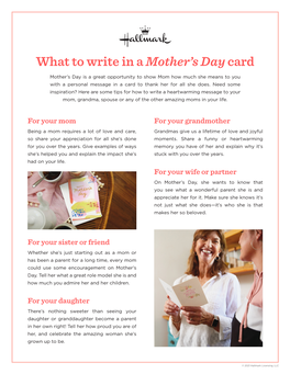 What to Write in a Mother's Daycard