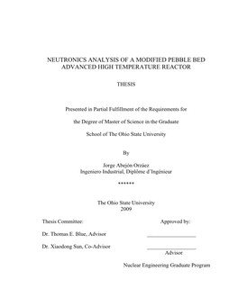 Neutronics Analysis of a Modified Pebble Bed Advanced High Temperature Reactor