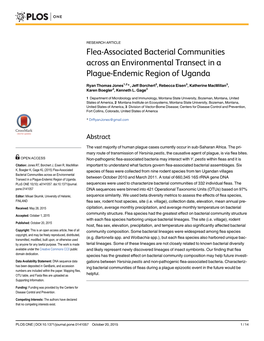 Flea-Associated Bacterial Communities Across an Environmental Transect in a Plague-Endemic Region of Uganda