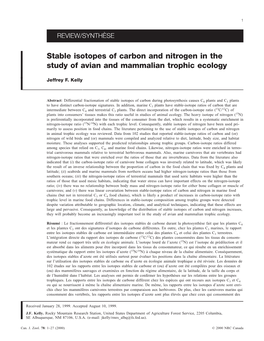 Stable Isotopes of Carbon and Nitrogen in the Study of Avian and Mammalian Trophic Ecology