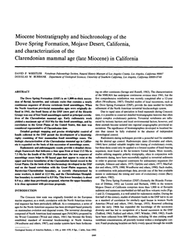 Miocene Biostratigraphy and Biochronology of the Dove Spring Formation, Mojave Desert, California, and Characterization of the C