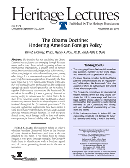 Obama Doctrine: Hindering American Foreign Policy Kim R