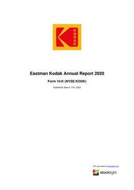 Eastman Kodak Annual Report 2020