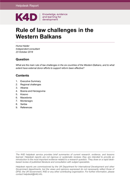 Rule of Law Challenges in the Western Balkans