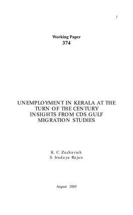 374 Unemployment in Kerala at the Turn of the Century Insights from Cds