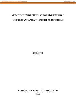 Modification of Chitosan for Simultaneous Antioxidant