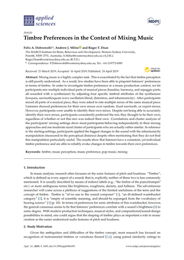 Timbre Preferences in the Context of Mixing Music