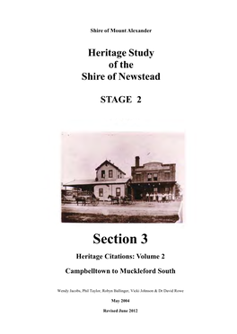 Heritage Study of the Shire of Newstead