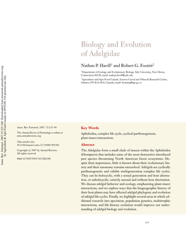 Biology and Evolution of Adelgidae