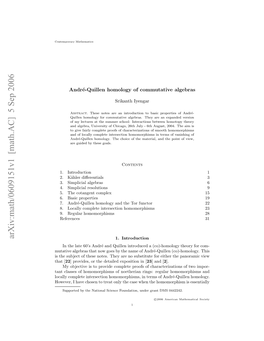 Arxiv:Math/0609151V1 [Math.AC] 5 Sep 2006 Stesbeto Hs Oe.Te R Osbttt O Eith for Substitute No Are They Notes