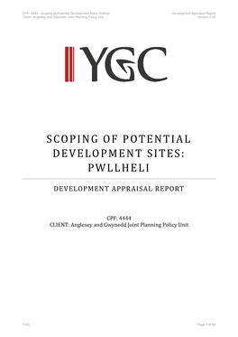 Pwllheli Development Appraisal Report Client: Anglesey and Gwynedd Joint Planning Policy Unit Version 0.02