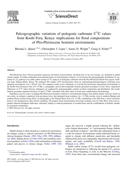 C Values from Koobi Fora, Kenya: Implications for Floral Compositions