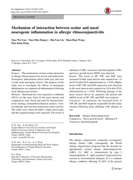 Mechanism of Interaction Between Ocular and Nasal Neurogenic Inﬂammation in Allergic Rhinoconjunctivitis