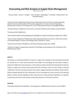 Forecasting and Risk Analysis in Supply Chain Management GARCH Proof of Concept