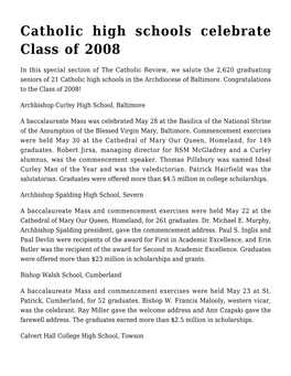Catholic High Schools Celebrate Class of 2008