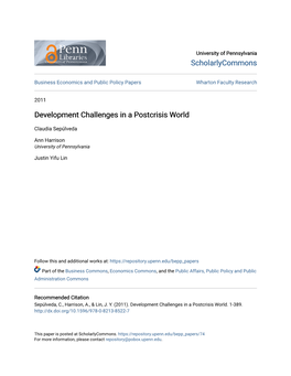 Development Challenges in a Postcrisis World