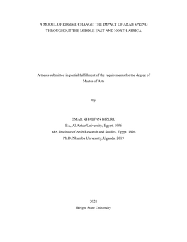 The Impact of Arab Spring Throughout the Middle East and North Africa