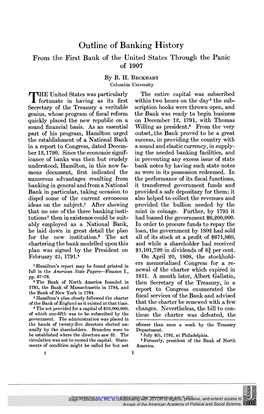 Outline of Banking History from the First Bank of the United States Through the Panic of 1907 by B