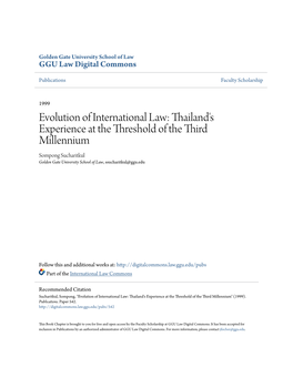 Evolution of International Law: Thailand's Experience at the Threshold of the Third Millennium