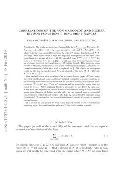 Arxiv:1707.01315V3 [Math.NT]