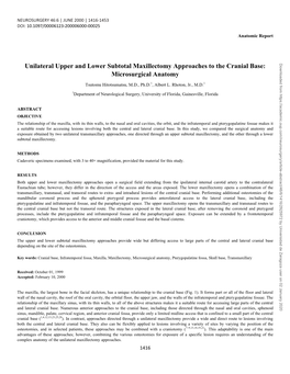 Unilateral Upper and Lower Subtotal Maxillectomy Approaches to The