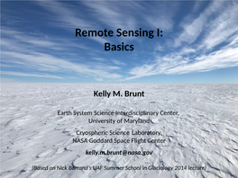 Remote Sensing I: Basics