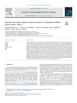 Absolute and Relative Dating of Human Remains in a Bahamian Sinkhole (Great Cistern, Abaco) T ⁎ Richard M