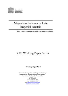 Migration Patterns in Late Imperial Austria