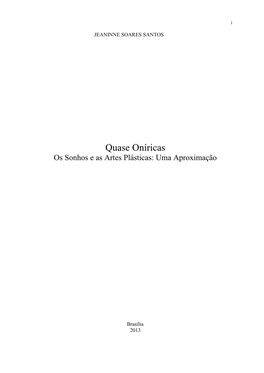 Quase Oníricas Os Sonhos E As Artes Plásticas: Uma Aproximação