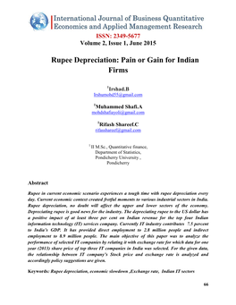 Rupee Depreciation: Pain Or Gain for Indian Firms