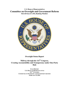 Committee on Oversight and Government Reform Darrell Issa (CA-49), Ranking Member