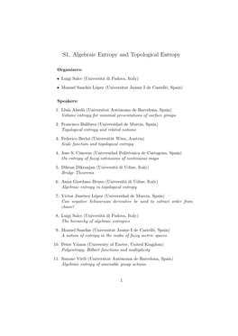 S1. Algebraic Entropy and Topological Entropy