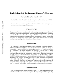 Probability Distributions and Gleason's Theorem